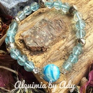 Alquimia Aqua Quartz and Silver Beaded Bracelet